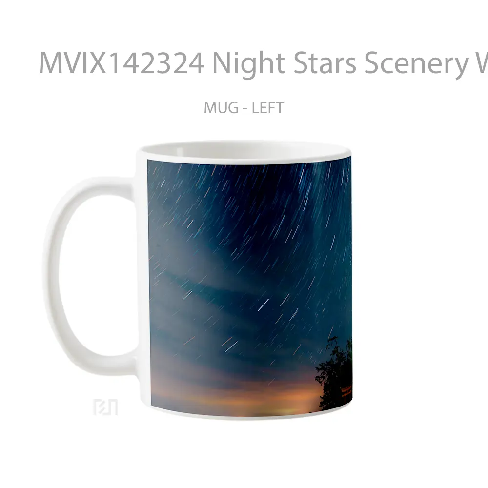 Mug Night Stars Scenery Windows Background Gelas Keramik Unik - All-side / Desain