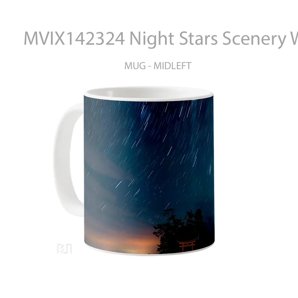 Mug Night Stars Scenery Windows Background Gelas Keramik Unik - All-side / Desain