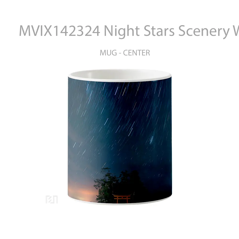 Mug Night Stars Scenery Windows Background Gelas Keramik Unik