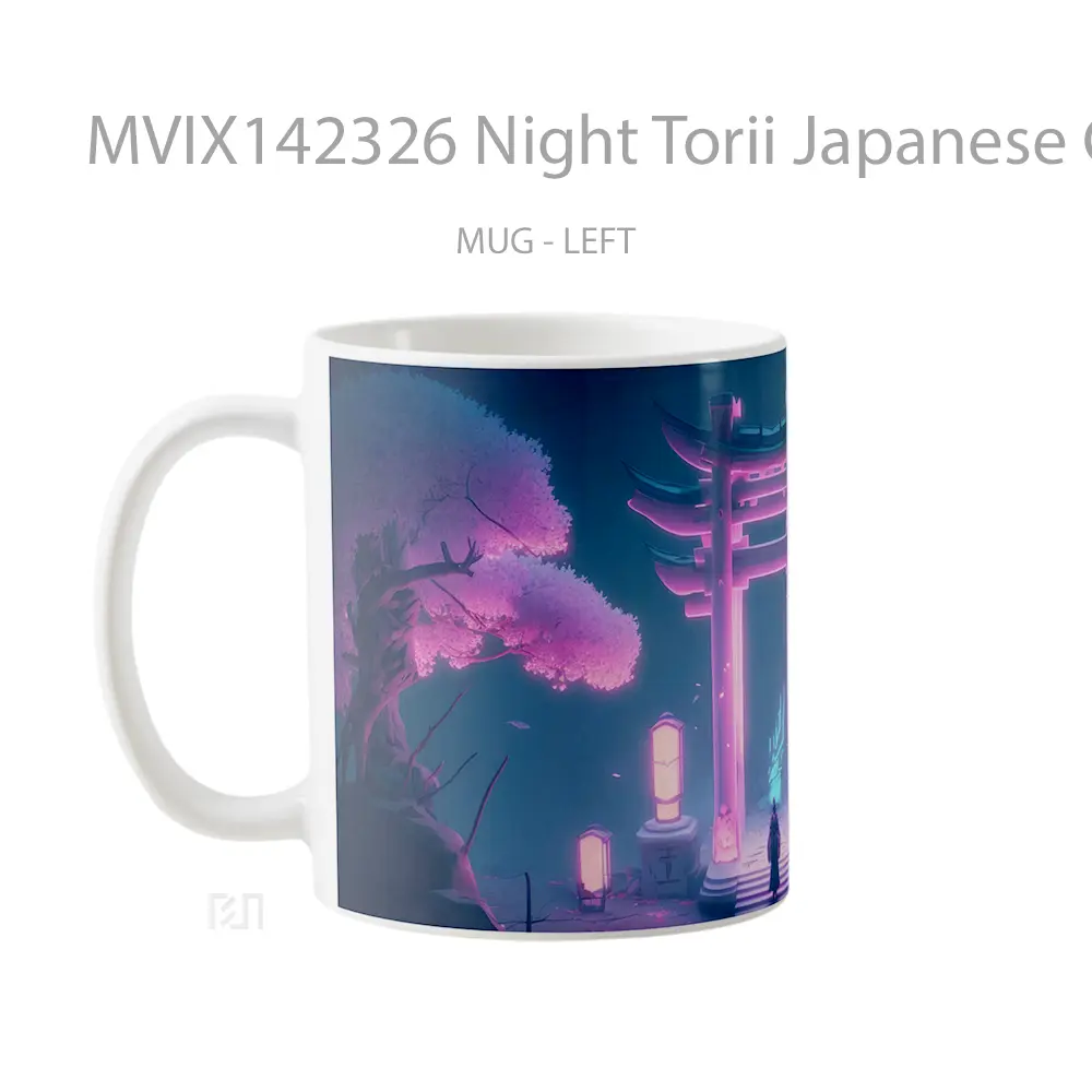 Mug Night Torii Japanese Gate Lantern Trees Ai Gelas Keramik Unik - All-side / Desain