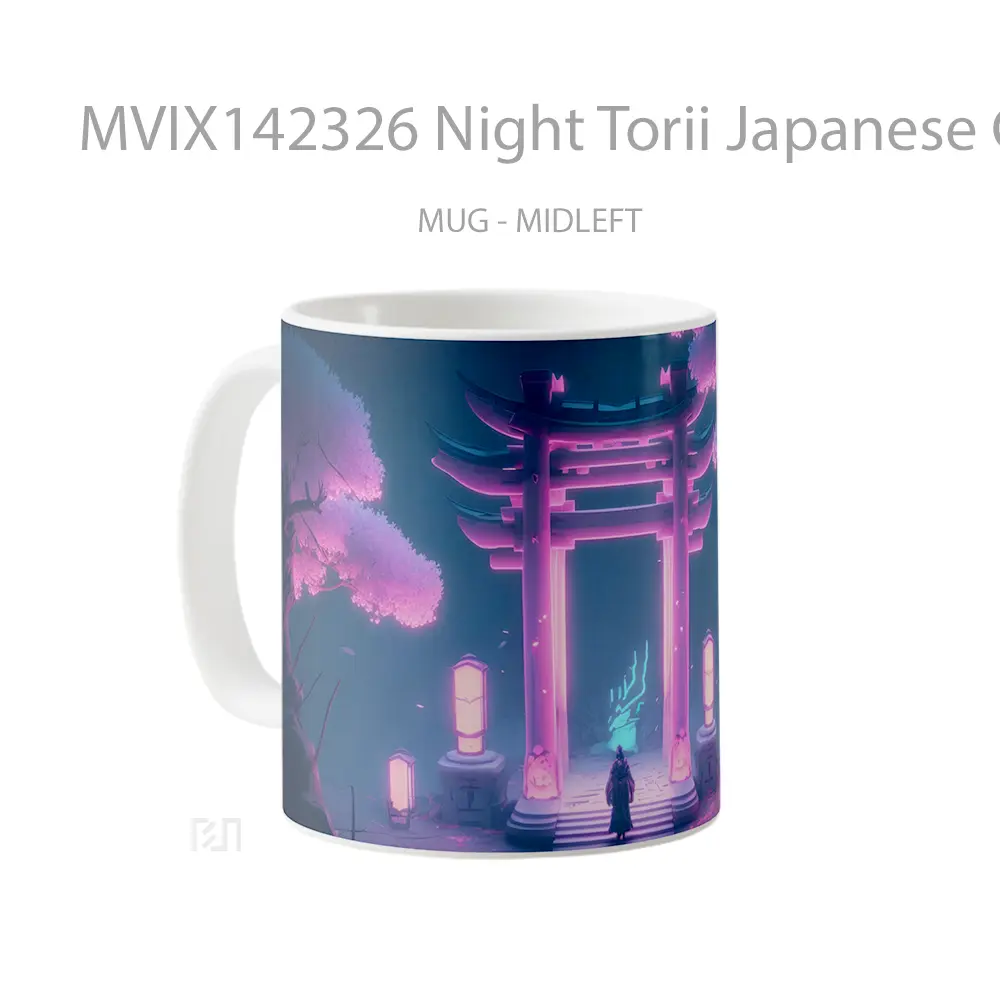 Mug Night Torii Japanese Gate Lantern Trees Ai Gelas Keramik Unik - All-side / Desain