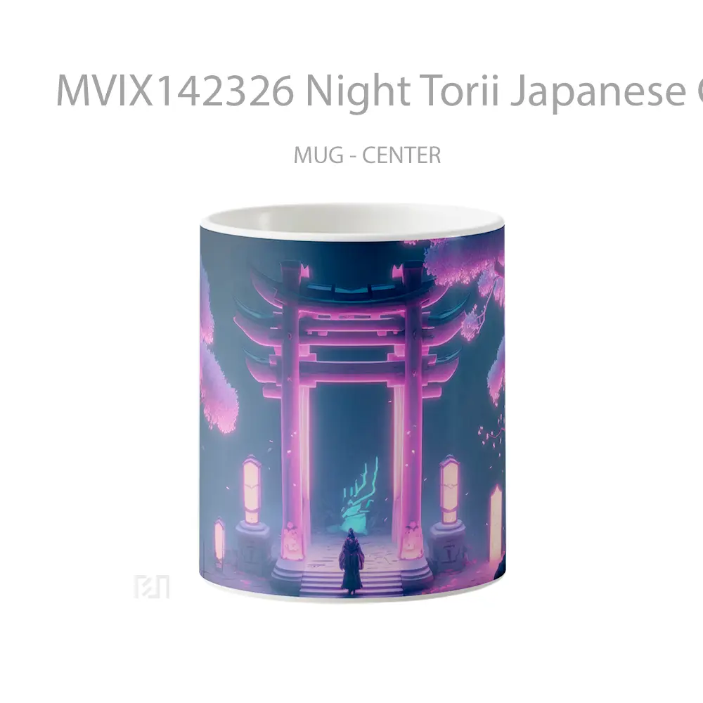 Mug Night Torii Japanese Gate Lantern Trees Ai Gelas Keramik Unik