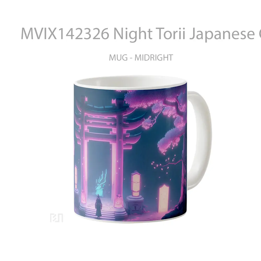 Mug Night Torii Japanese Gate Lantern Trees Ai Gelas Keramik Unik - All-side / Desain