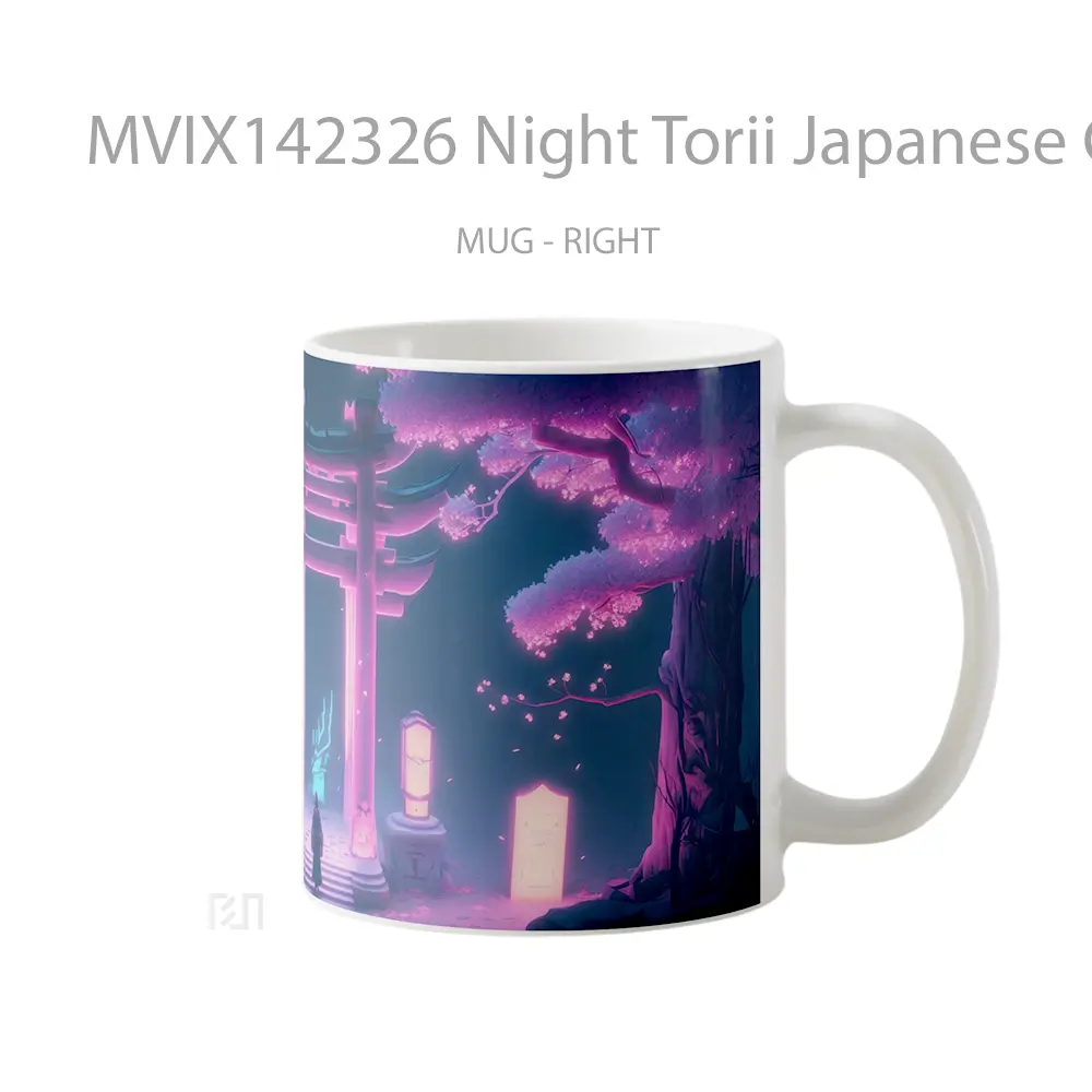 Mug Night Torii Japanese Gate Lantern Trees Ai Gelas Keramik Unik - All-side / Desain