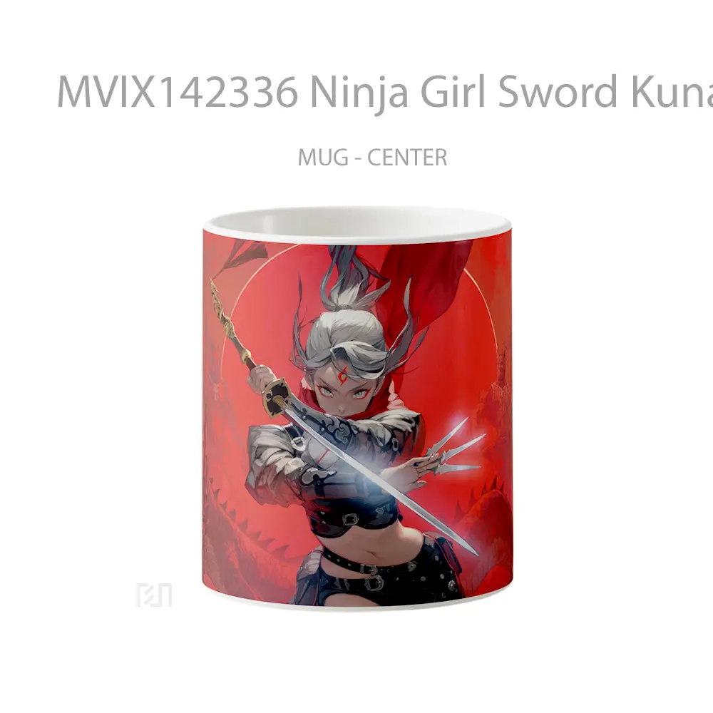 Mug Ninja Girl Sword Kunai Fantasy Gelas Keramik Unik