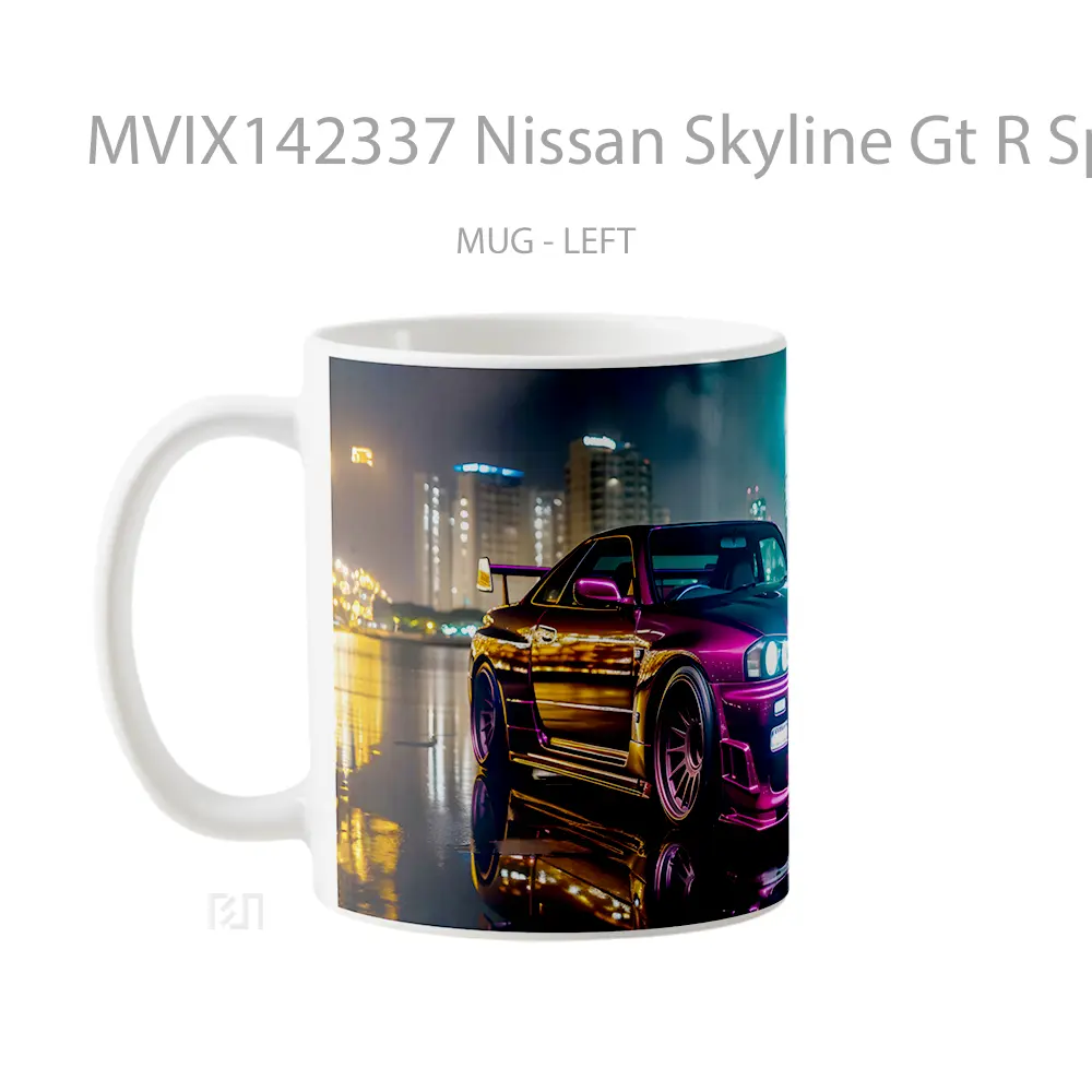 Mug Nissan Skyline Gt R Sports Car Gelas Pemandangan Alam - All-side / Desain