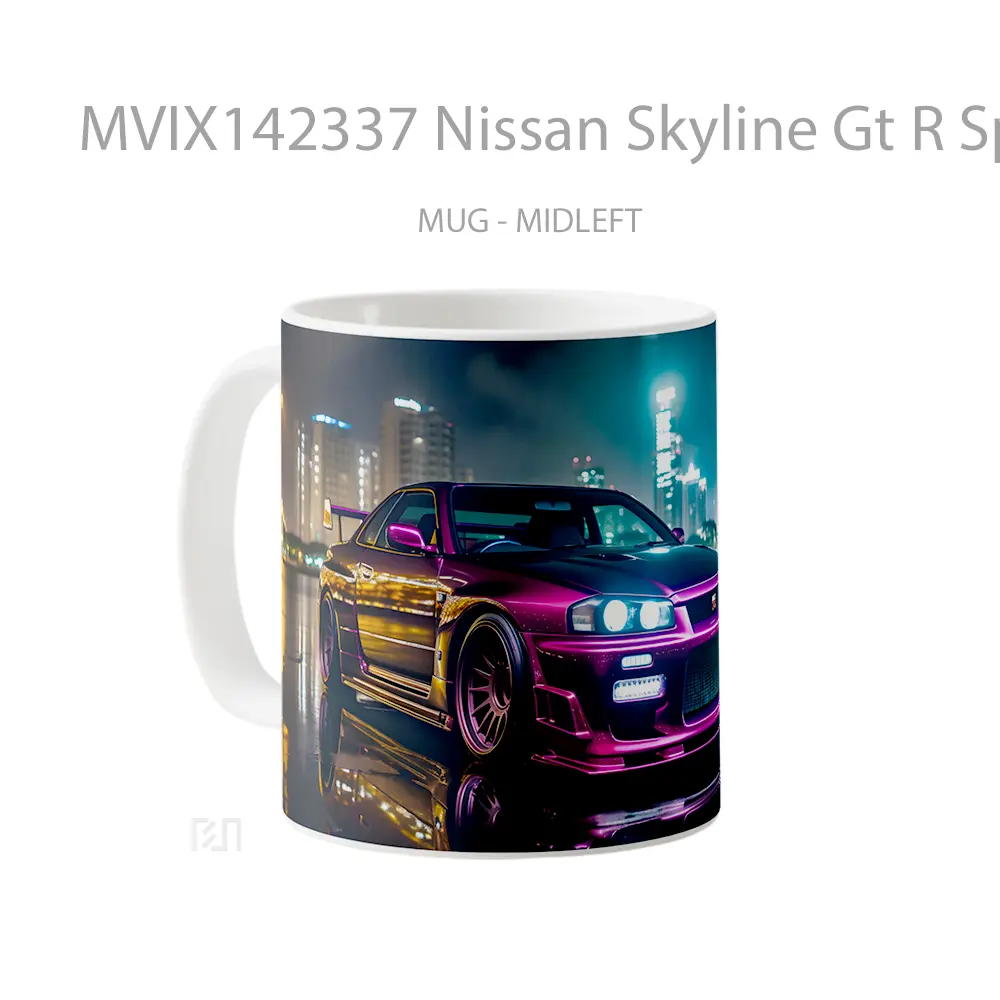 Mug Nissan Skyline Gt R Sports Car Gelas Pemandangan Alam - All-side / Desain