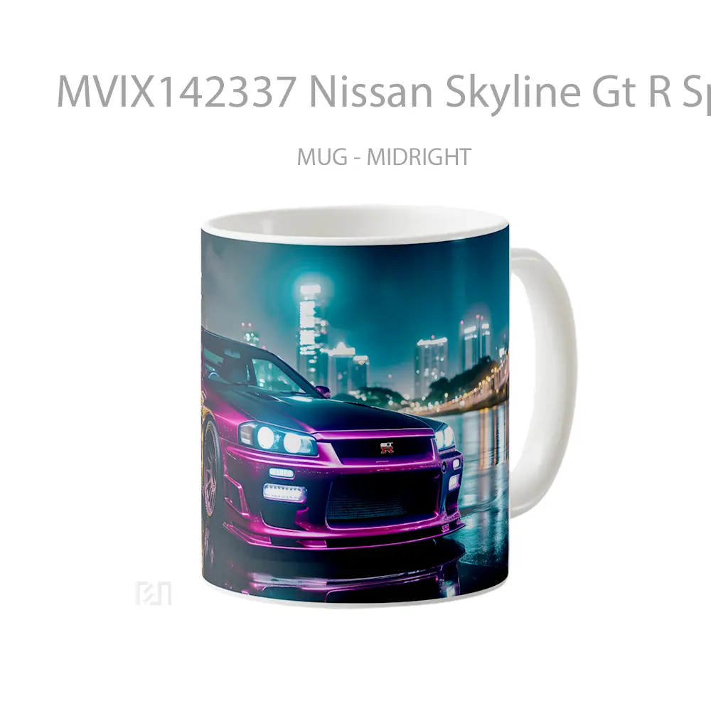 Mug Nissan Skyline Gt R Sports Car Gelas Pemandangan Alam - All-side / Desain