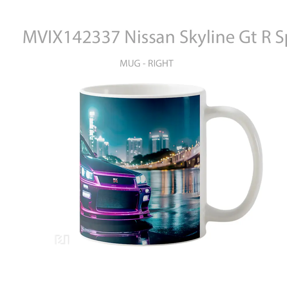 Mug Nissan Skyline Gt R Sports Car Gelas Pemandangan Alam - All-side / Desain