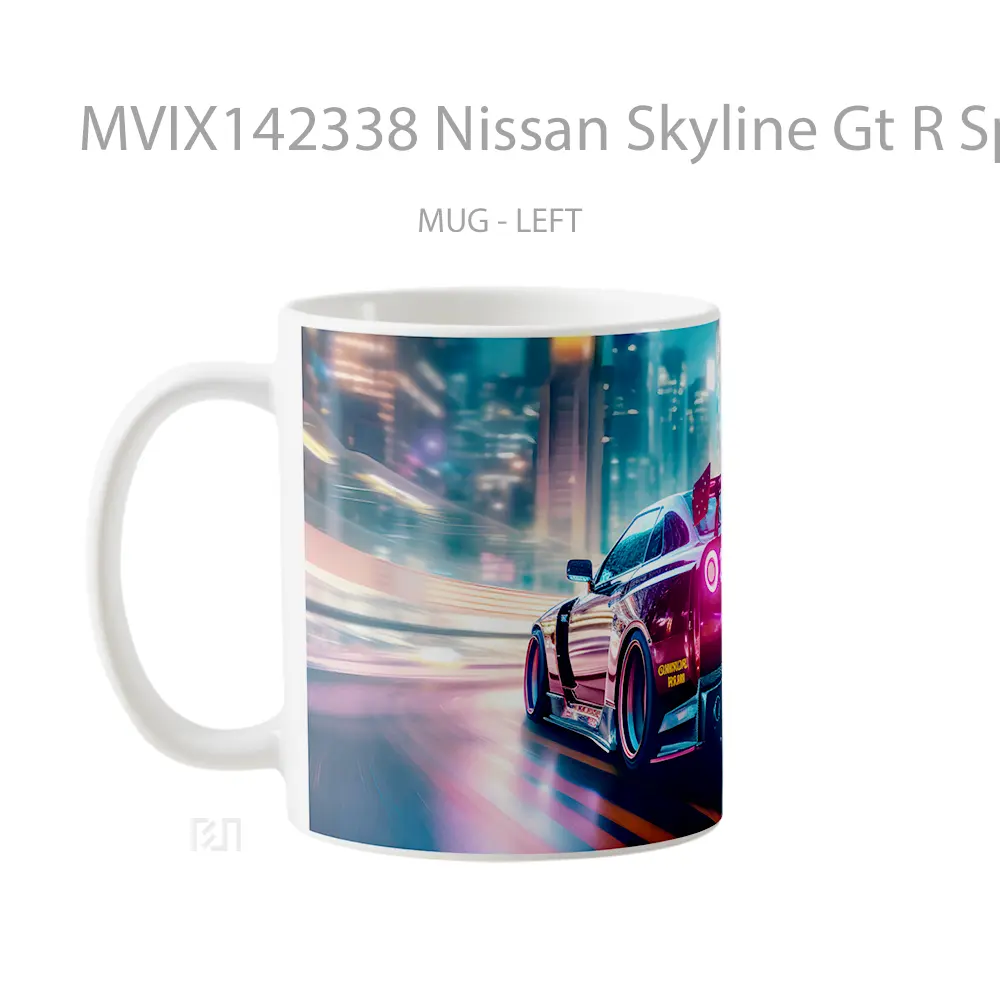 Mug Nissan Skyline Gt R Sports Car On Road Gelas Pemandangan Alam - All-side / Desain