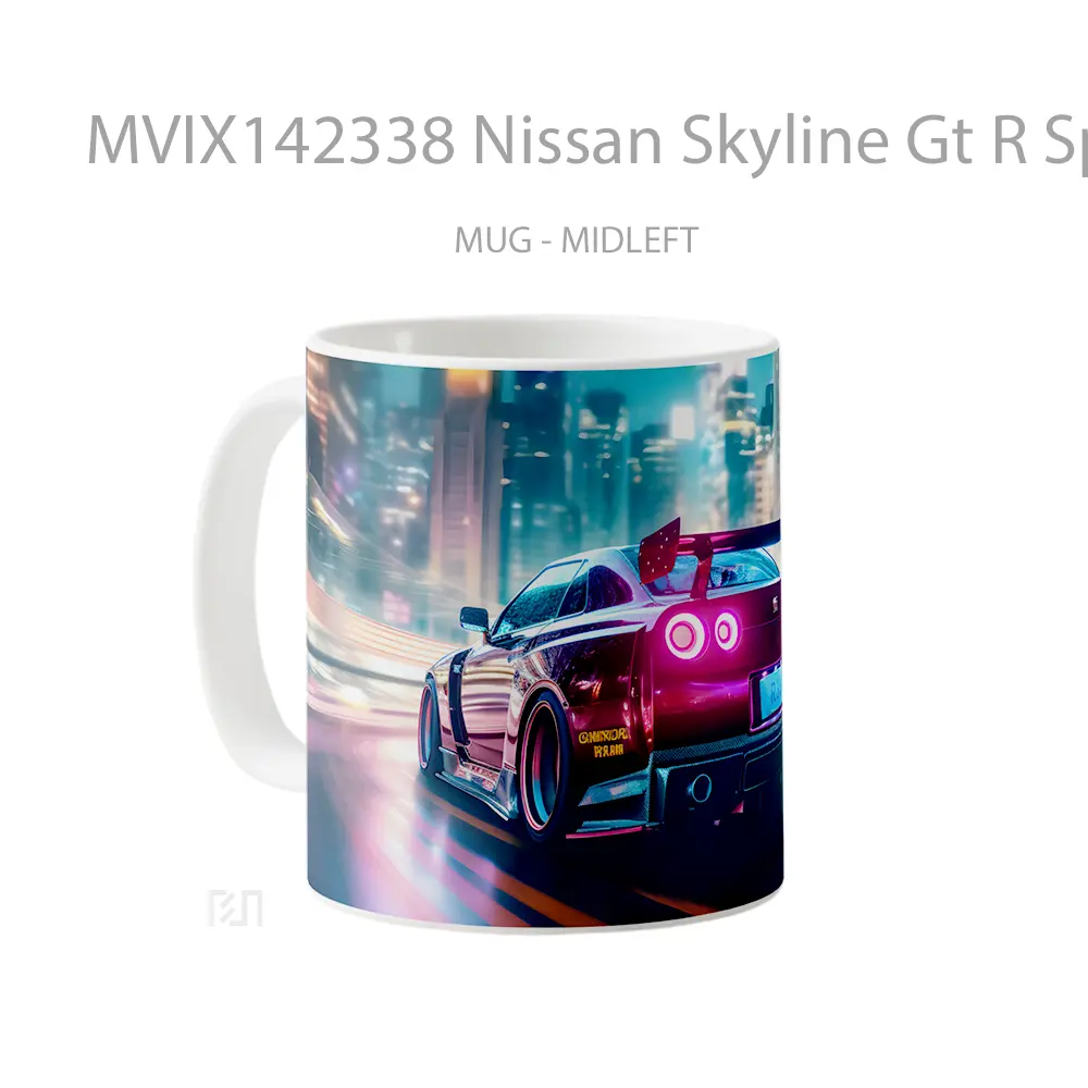 Mug Nissan Skyline Gt R Sports Car On Road Gelas Pemandangan Alam - All-side / Desain