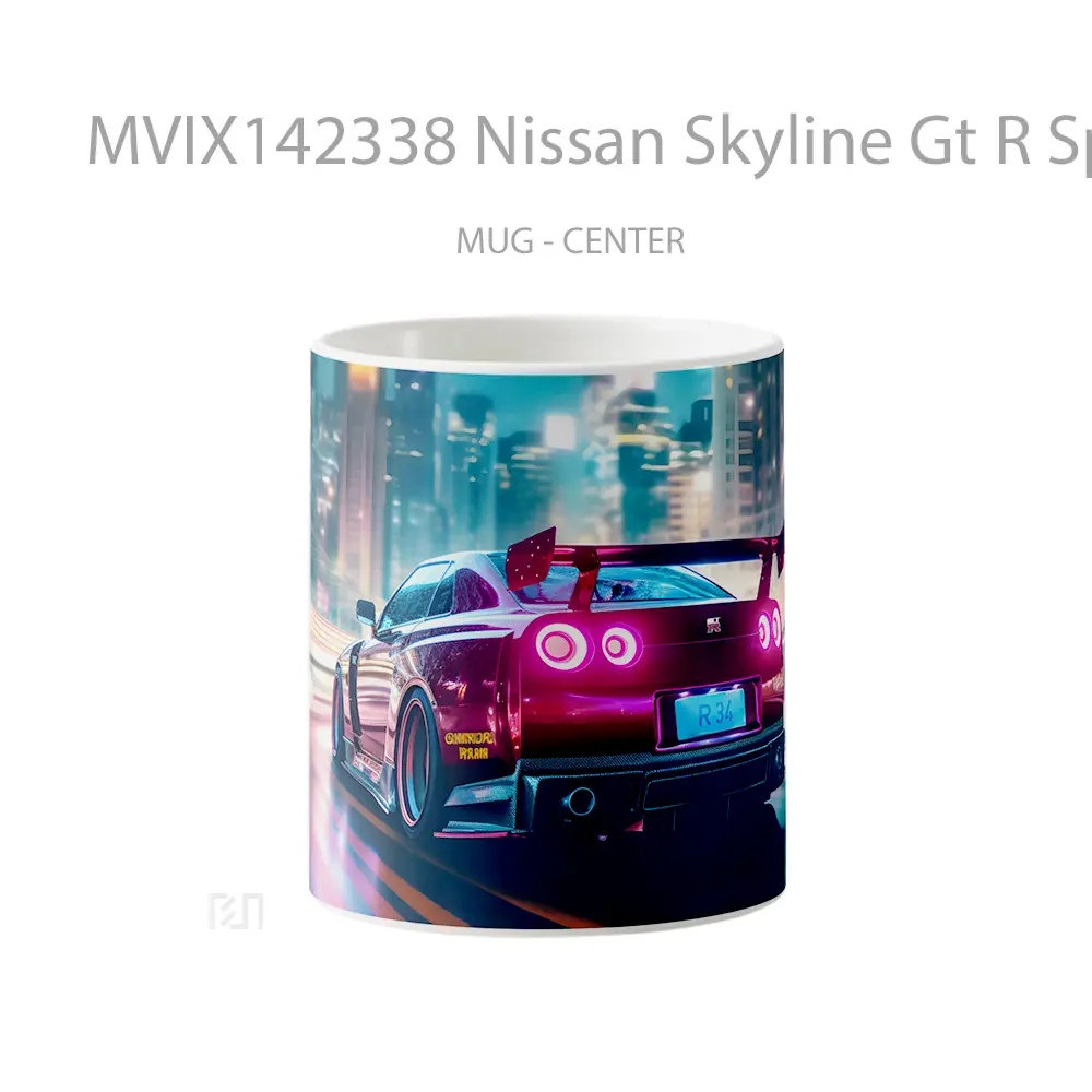 Mug Nissan Skyline Gt R Sports Car On Road Gelas Pemandangan Alam