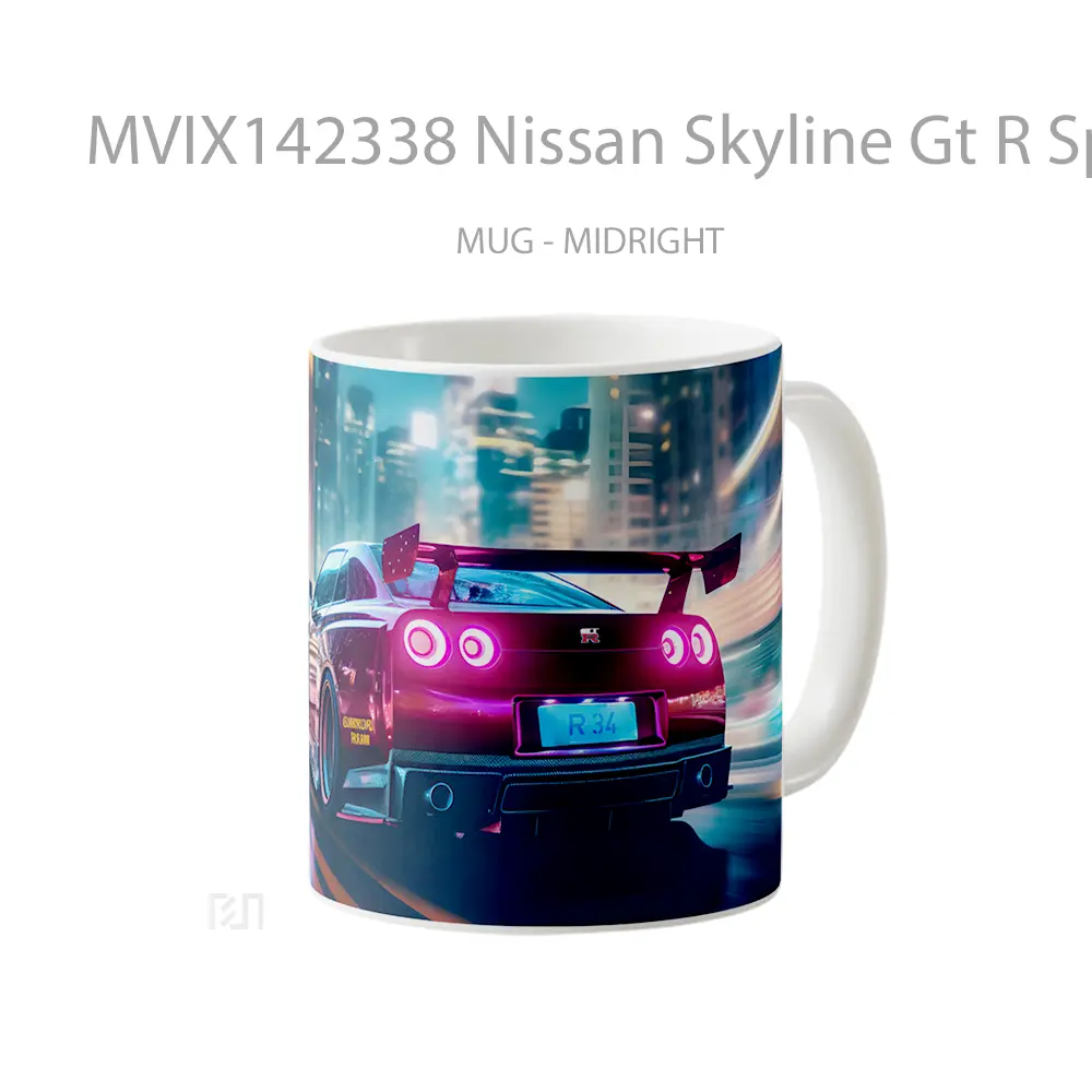 Mug Nissan Skyline Gt R Sports Car On Road Gelas Pemandangan Alam - All-side / Desain