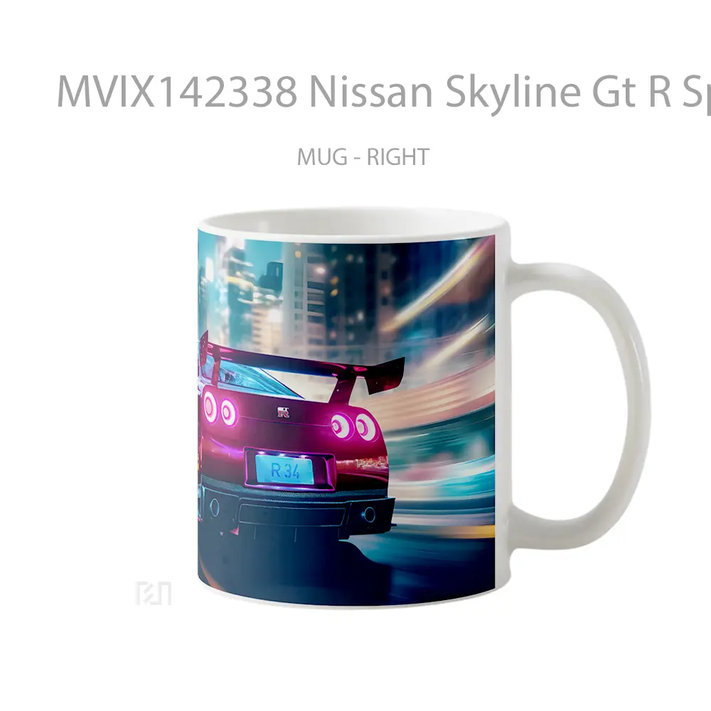 Mug Nissan Skyline Gt R Sports Car On Road Gelas Pemandangan Alam - All-side / Desain