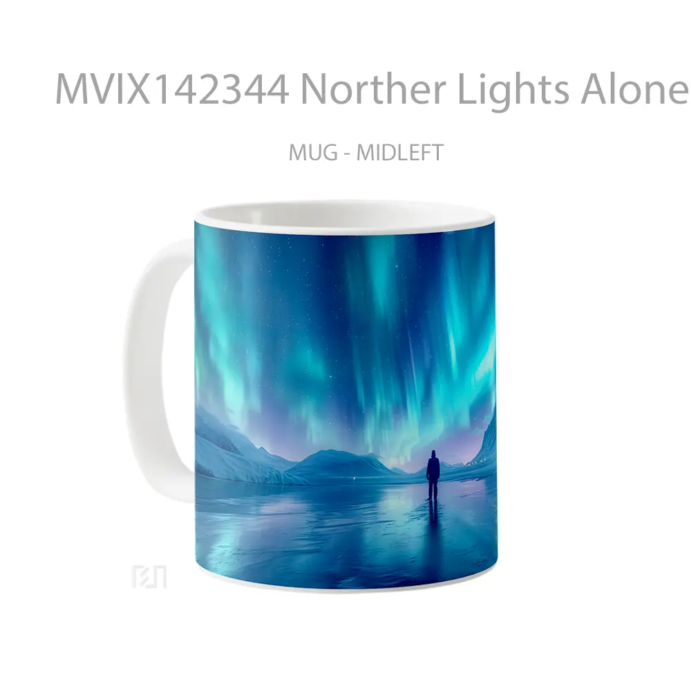 Mug Norther Lights Alone Scenery Gelas Keramik Unik - All-side / Desain