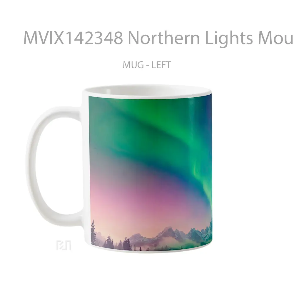 Mug Northern Lights Mountain Night Sky Scenery Gelas Pemandangan Alam - All-side / Desain