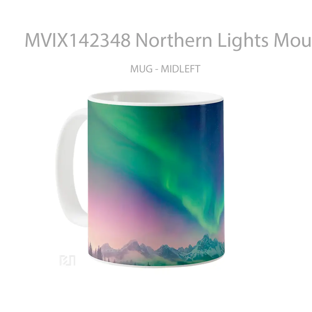Mug Northern Lights Mountain Night Sky Scenery Gelas Pemandangan Alam - All-side / Desain