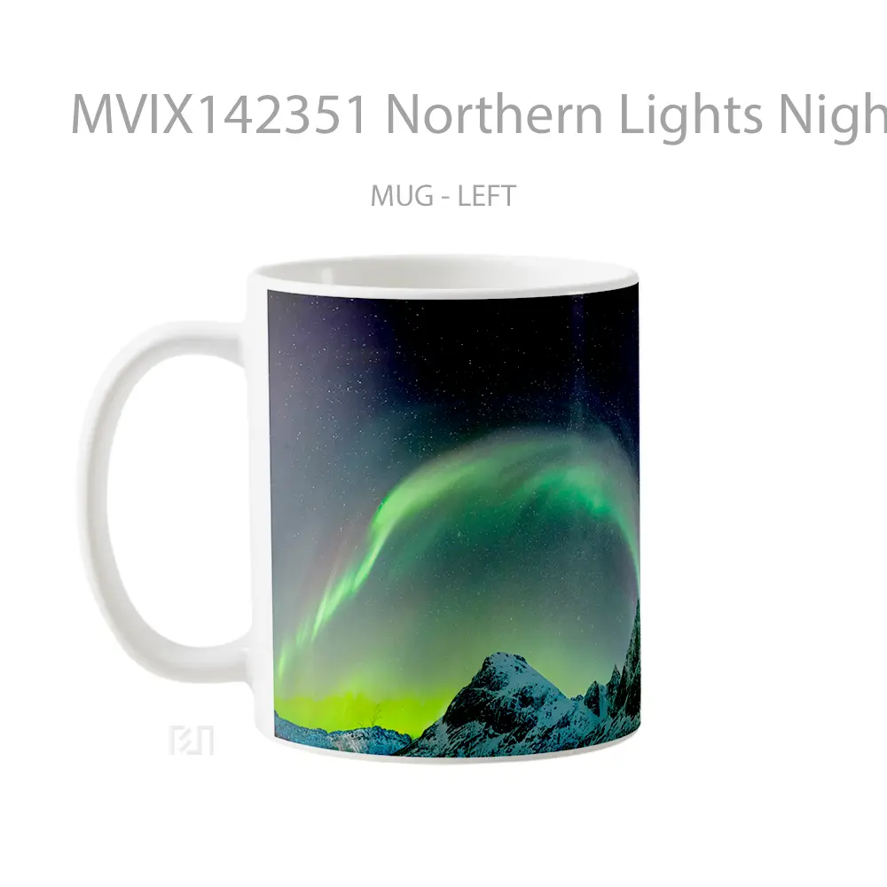Mug Northern Lights Night Sky Mountain Scenery Gelas Pemandangan Alam - All-side / Desain