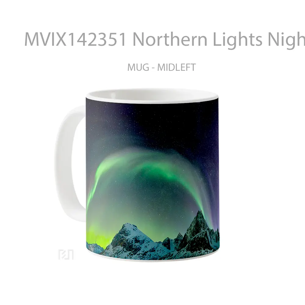 Mug Northern Lights Night Sky Mountain Scenery Gelas Pemandangan Alam - All-side / Desain