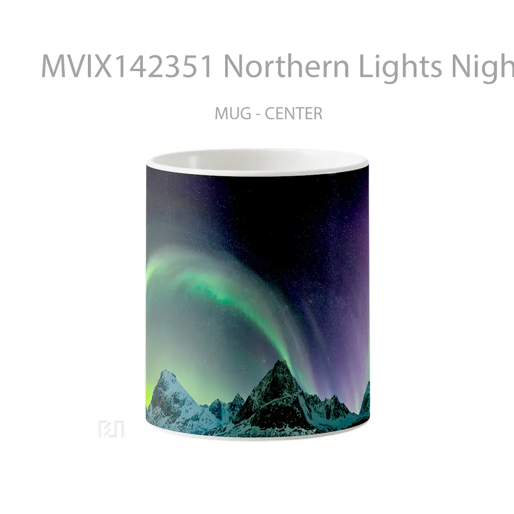 Mug Northern Lights Night Sky Mountain Scenery Gelas Pemandangan Alam