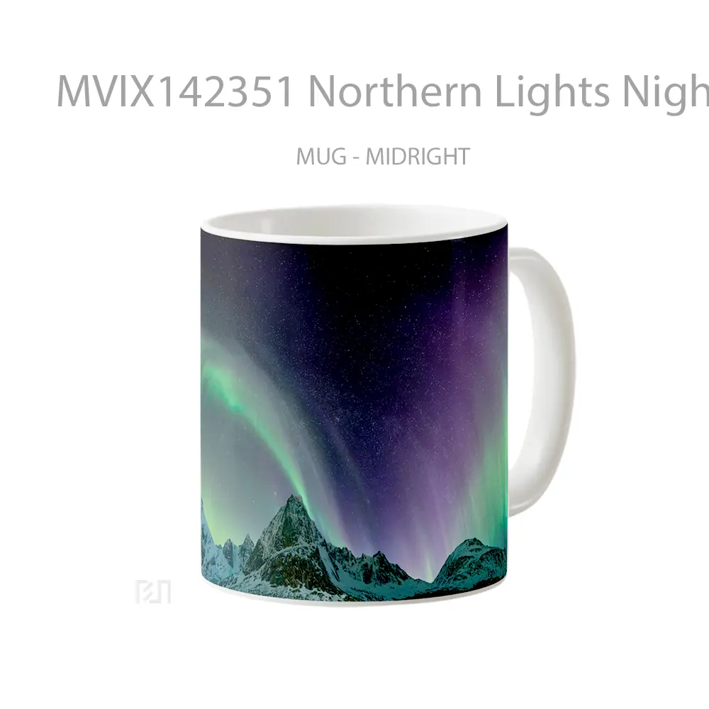 Mug Northern Lights Night Sky Mountain Scenery Gelas Pemandangan Alam - All-side / Desain