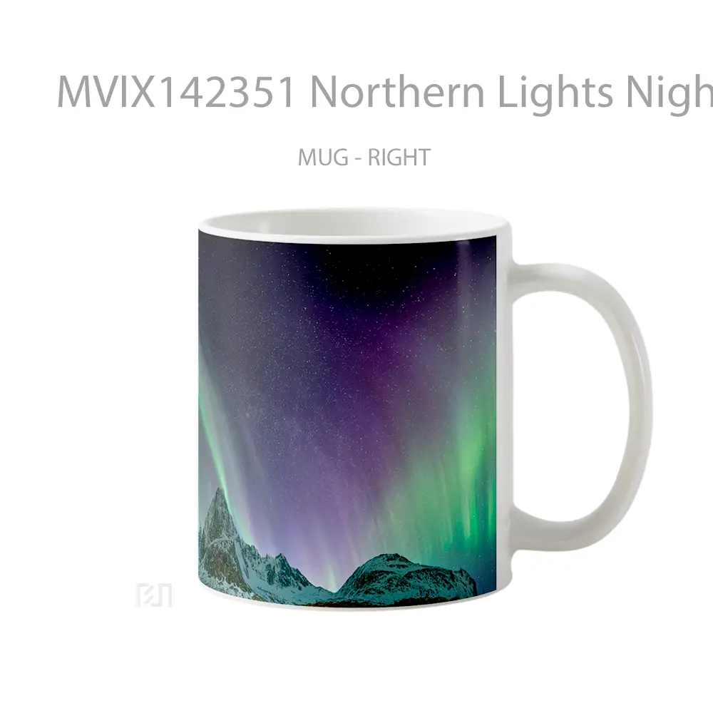 Mug Northern Lights Night Sky Mountain Scenery Gelas Pemandangan Alam - All-side / Desain