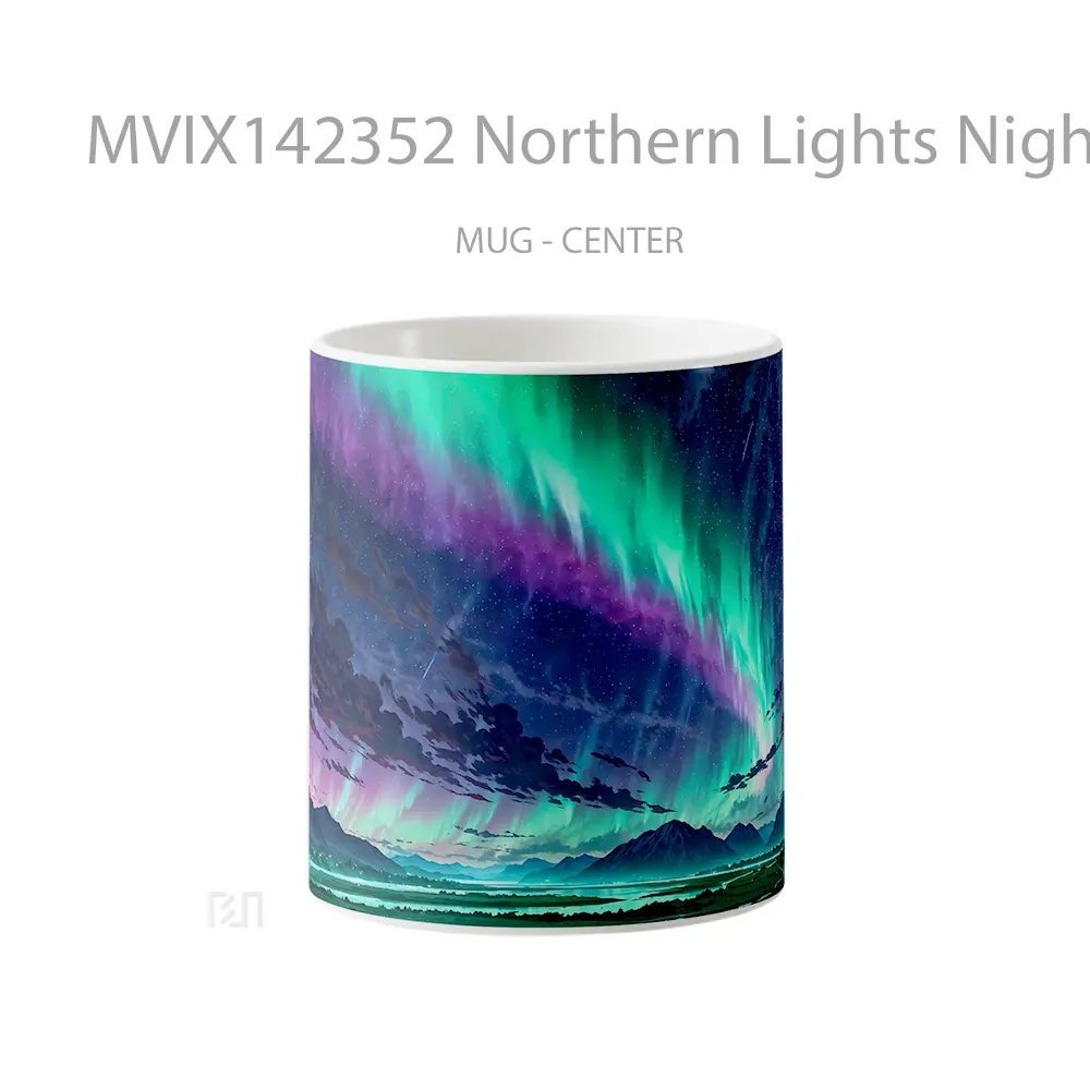 Mug Northern Lights Night Sky Scenery Digital Ar Gelas Pemandangan Alam