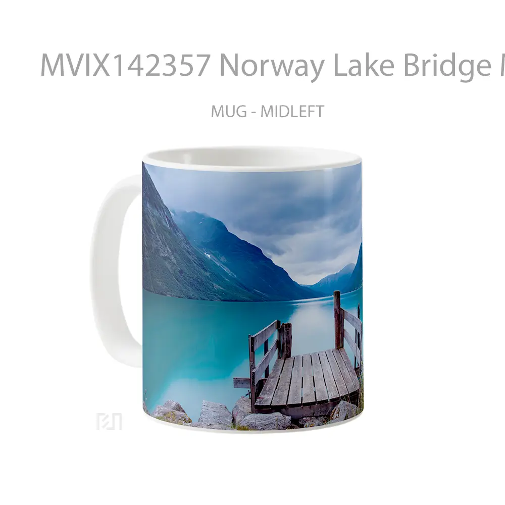 Mug Norway Lake Bridge Mountain Scenery Gelas Pemandangan Alam - All-side / Desain