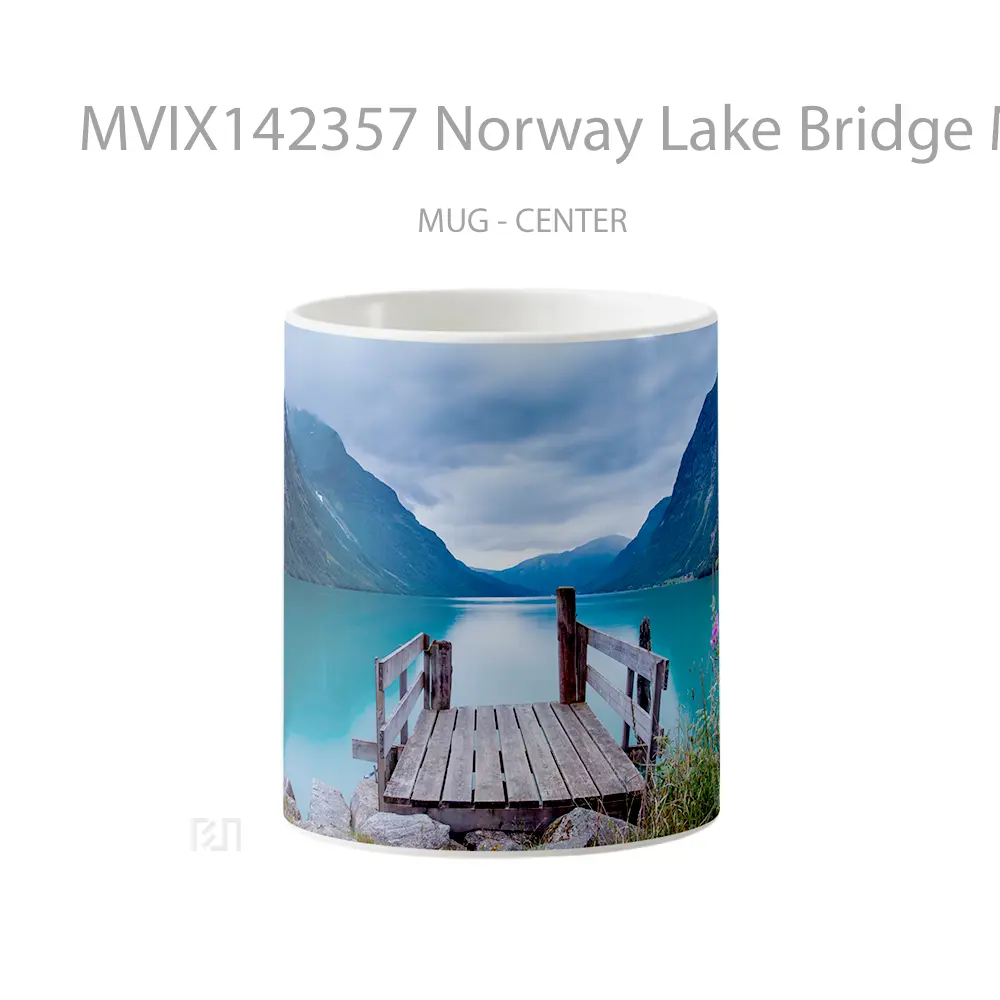 Mug Norway Lake Bridge Mountain Scenery Gelas Pemandangan Alam