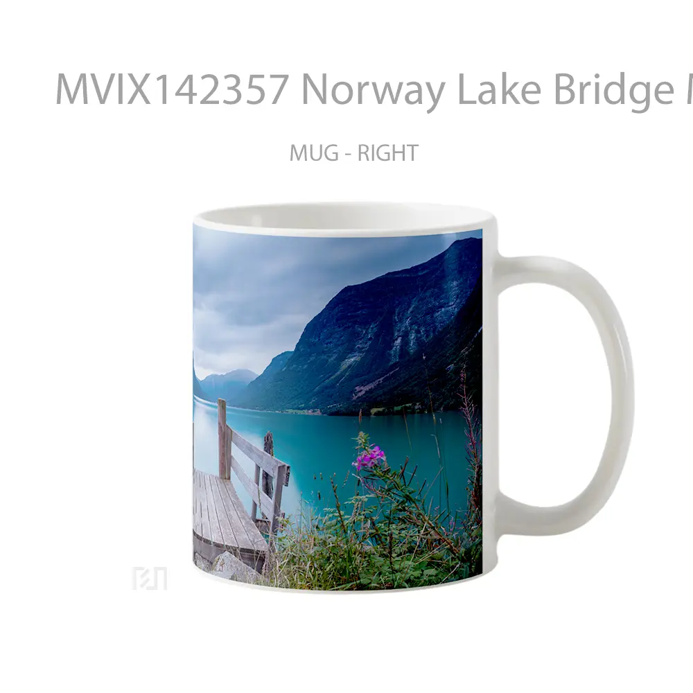 Mug Norway Lake Bridge Mountain Scenery Gelas Pemandangan Alam - All-side / Desain