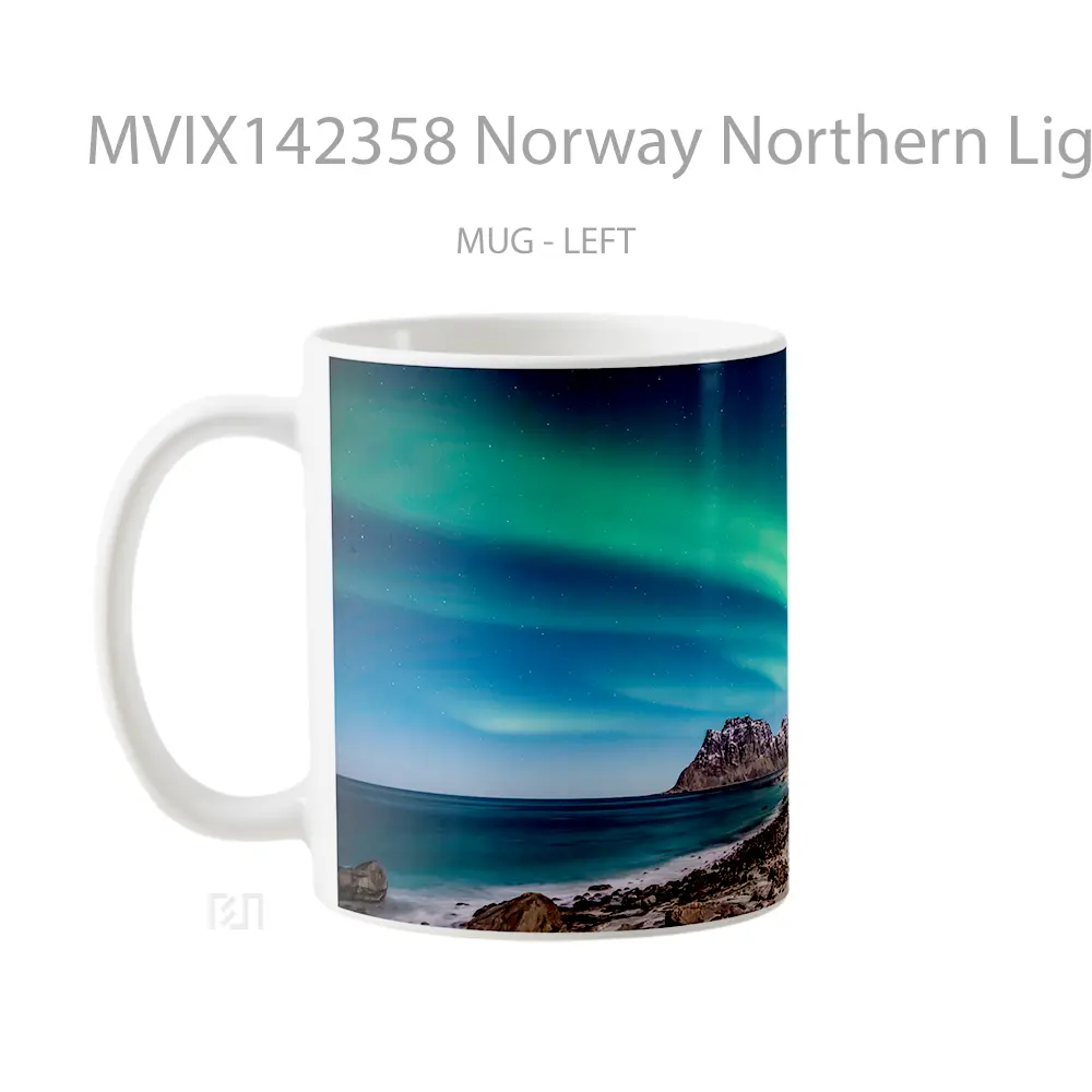 Mug Norway Northern Lights Lofoten Mountain Gelas Pemandangan Alam - All-side / Desain