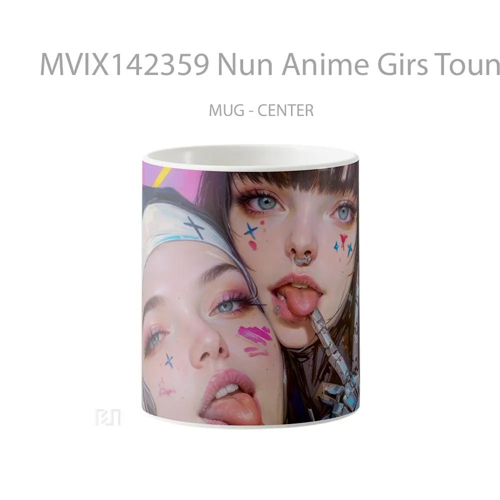Mug Nun Anime Girs Tounge Out Cyberpunk Cangkir Anime