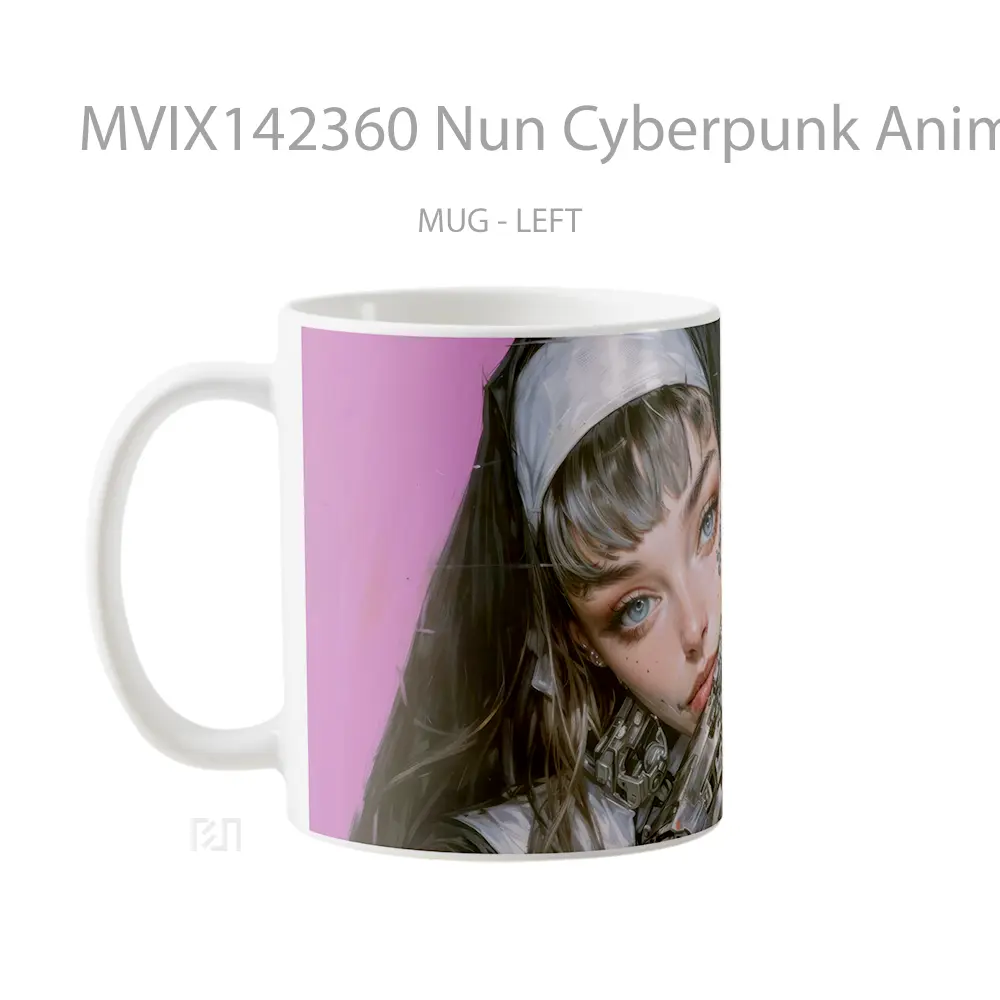 Mug Nun Cyberpunk Anime Girl Cangkir Anime - All-side / Desain