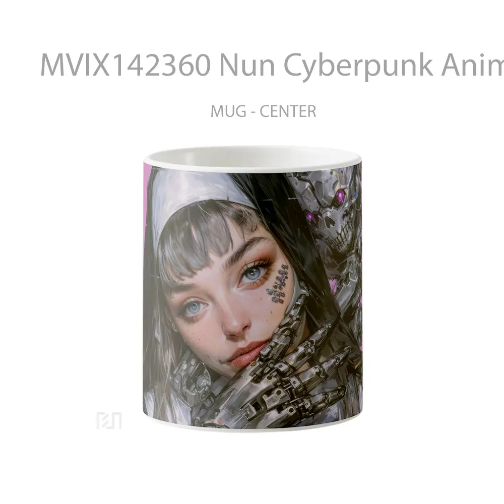 Mug Nun Cyberpunk Anime Girl Cangkir Anime