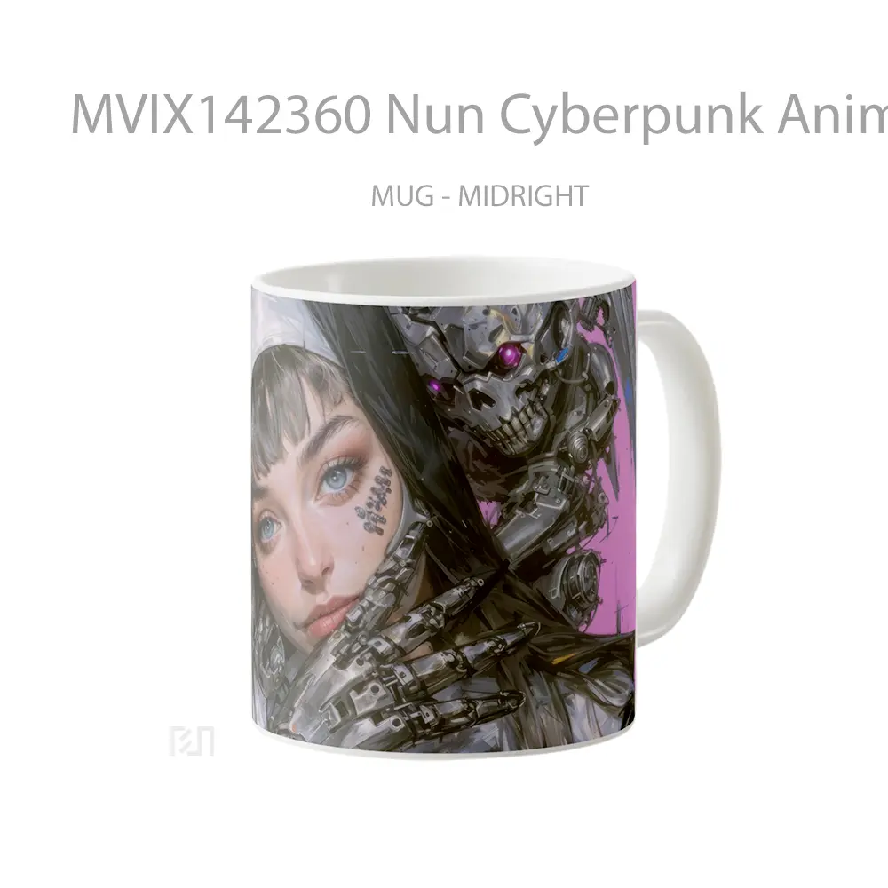 Mug Nun Cyberpunk Anime Girl Cangkir Anime - All-side / Desain