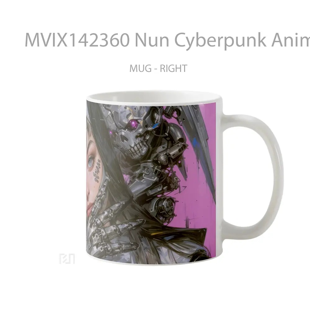 Mug Nun Cyberpunk Anime Girl Cangkir Anime - All-side / Desain