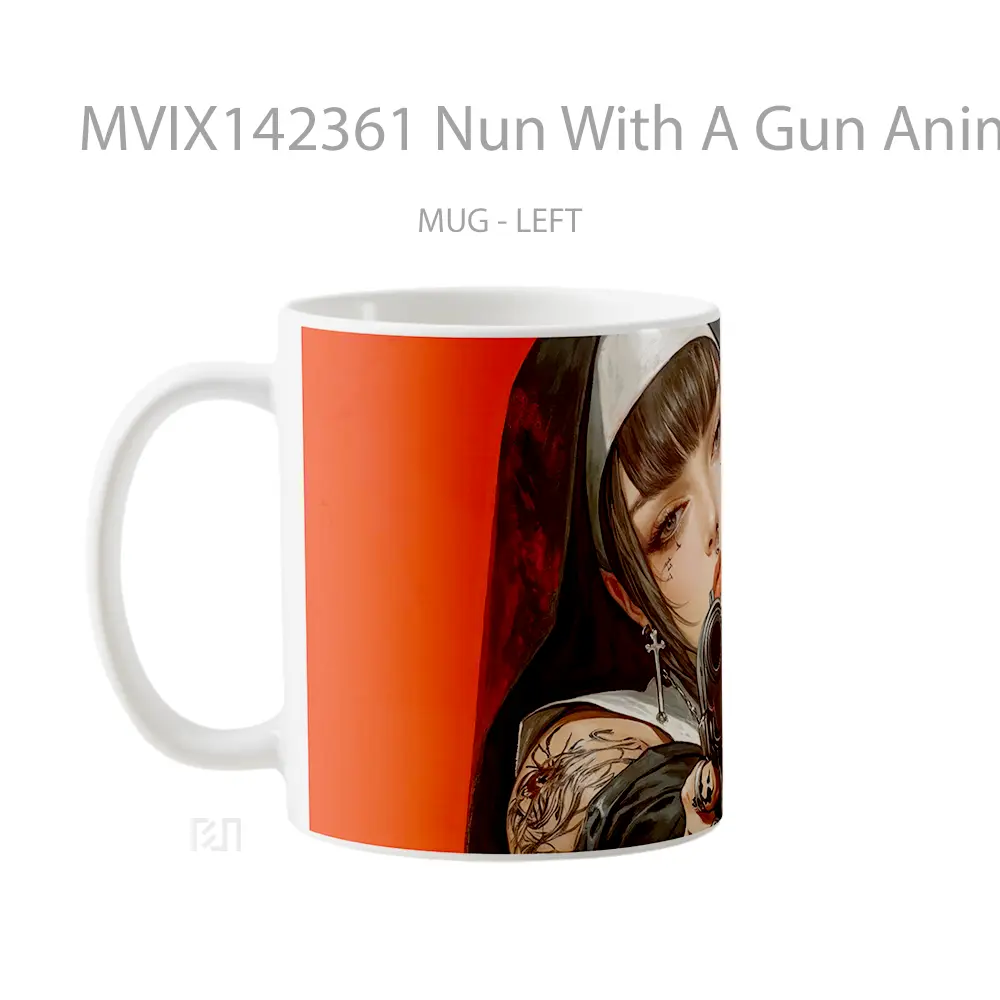 Mug Nun With A Gun Anime Girl Cangkir Anime - All-side / Desain