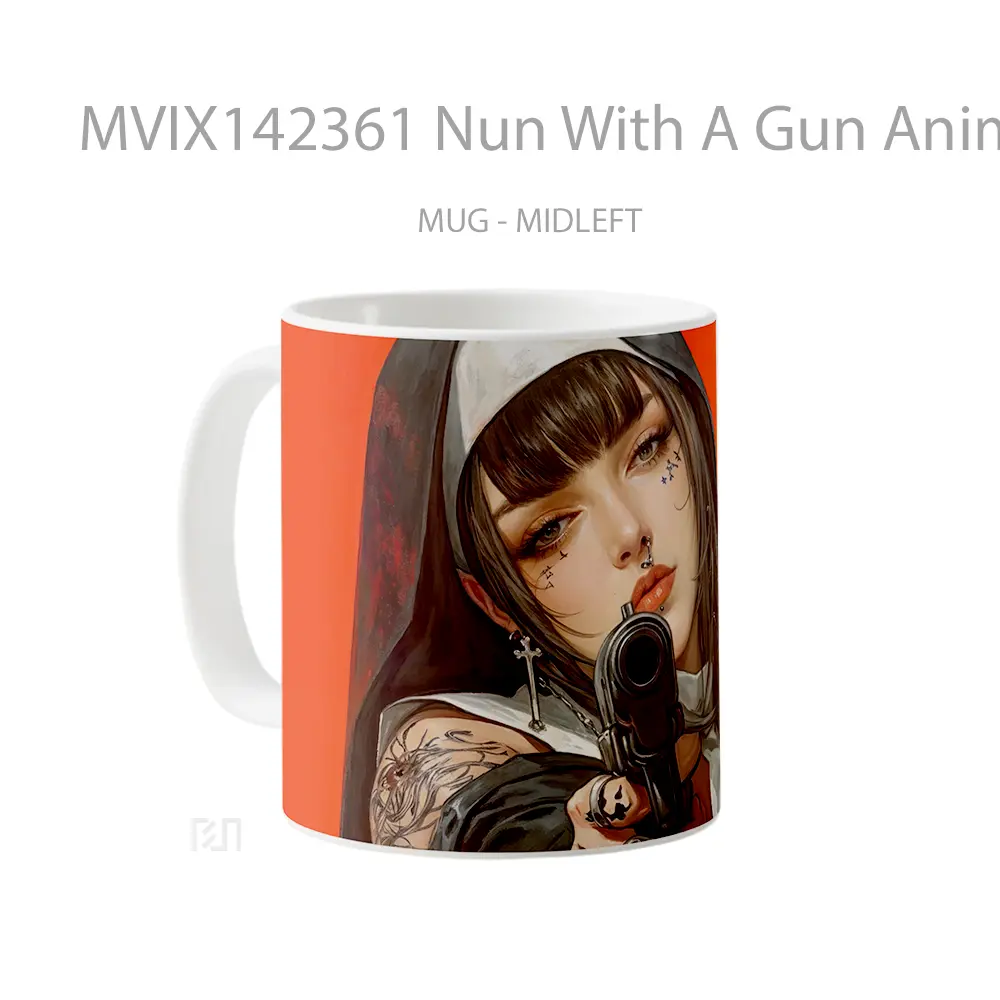 Mug Nun With A Gun Anime Girl Cangkir Anime - All-side / Desain