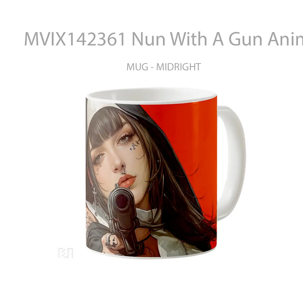 Mug Nun With A Gun Anime Girl Cangkir Anime - All-side / Desain