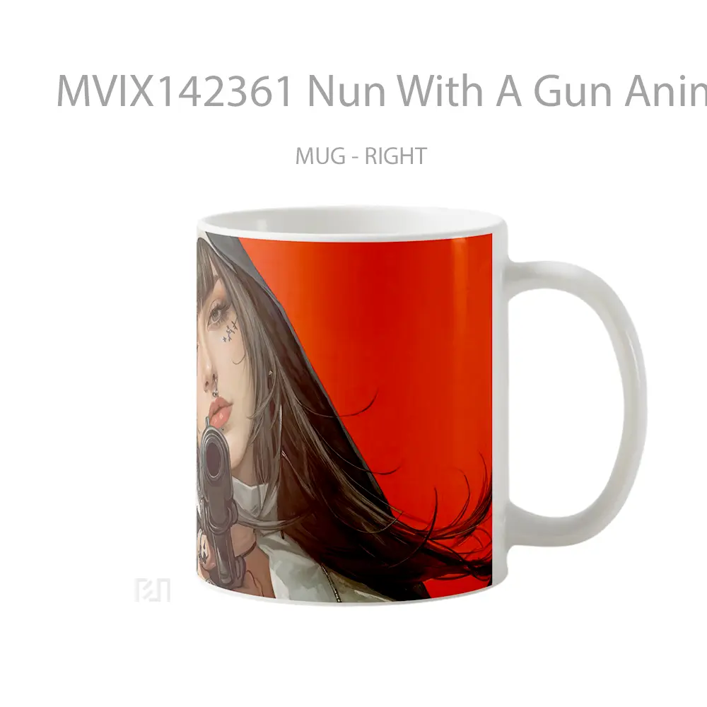 Mug Nun With A Gun Anime Girl Cangkir Anime - All-side / Desain