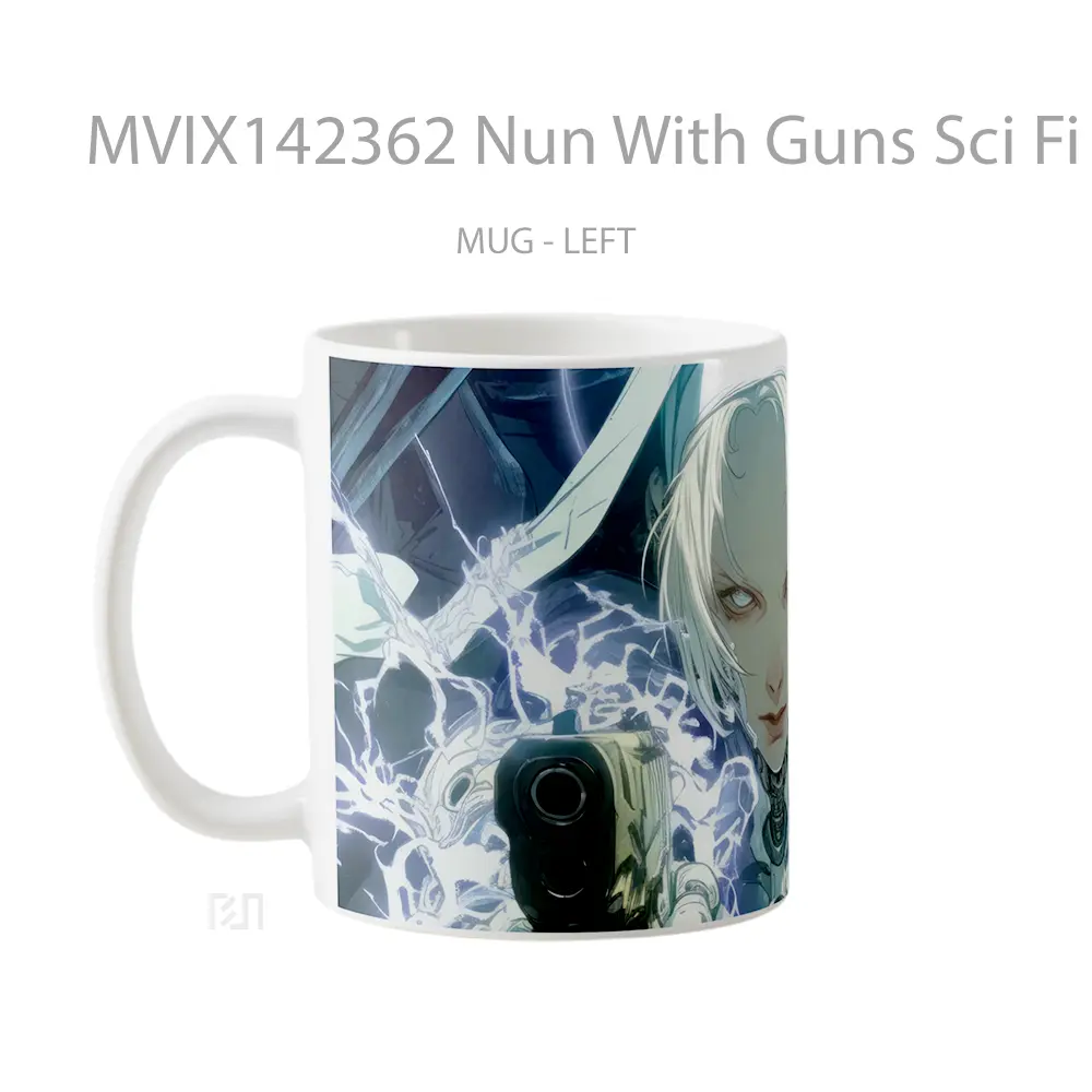Mug Nun With Guns Sci Fi Anime Girl Cangkir Anime - All-side / Desain