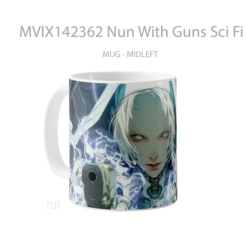 Mug Nun With Guns Sci Fi Anime Girl Cangkir Anime - All-side / Desain