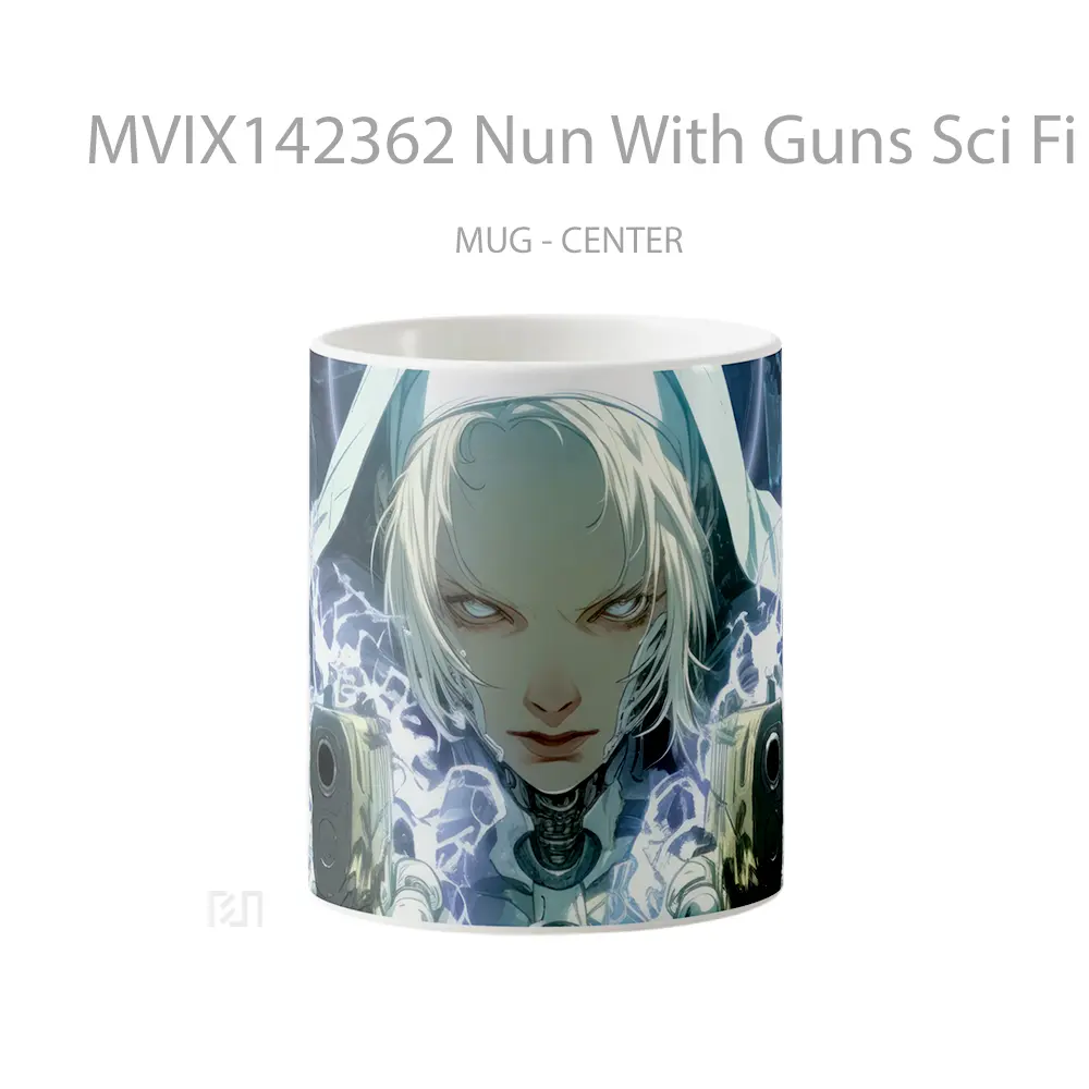 Mug Nun With Guns Sci Fi Anime Girl Cangkir Anime