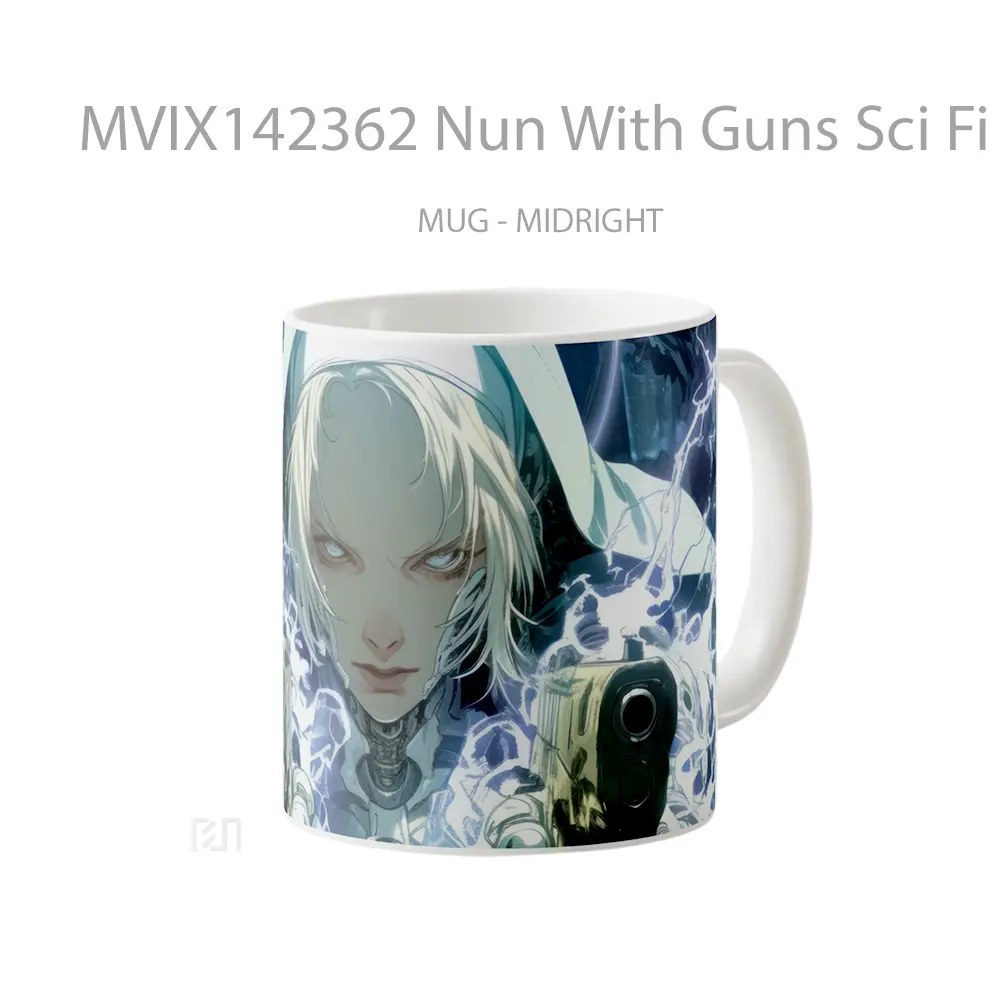 Mug Nun With Guns Sci Fi Anime Girl Cangkir Anime - All-side / Desain