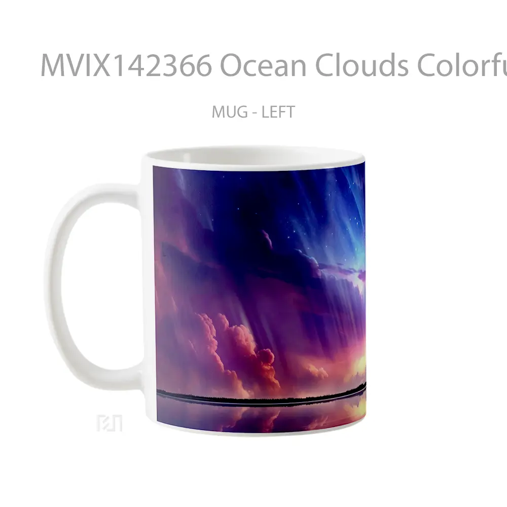 Mug Ocean Clouds Colorful Sky Scenery Digital Art Gelas Pemandangan Alam - All-side / Desain