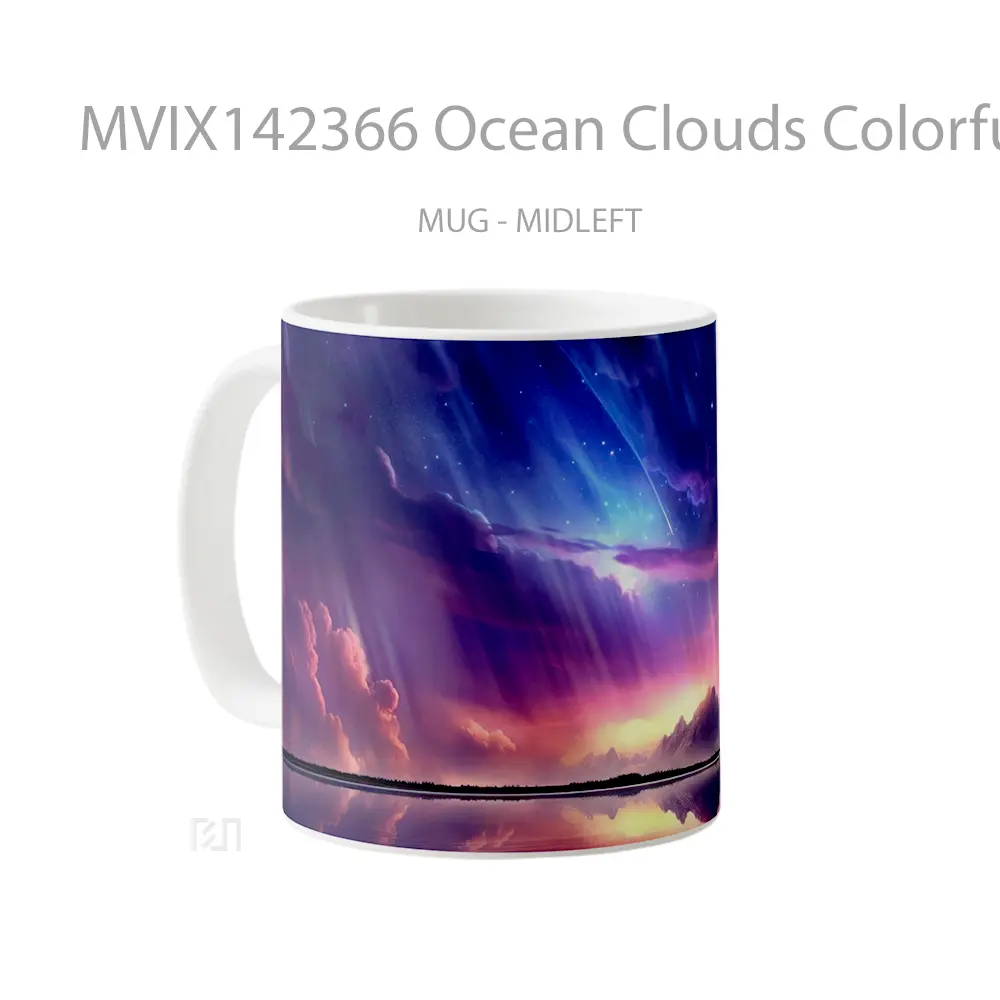 Mug Ocean Clouds Colorful Sky Scenery Digital Art Gelas Pemandangan Alam - All-side / Desain