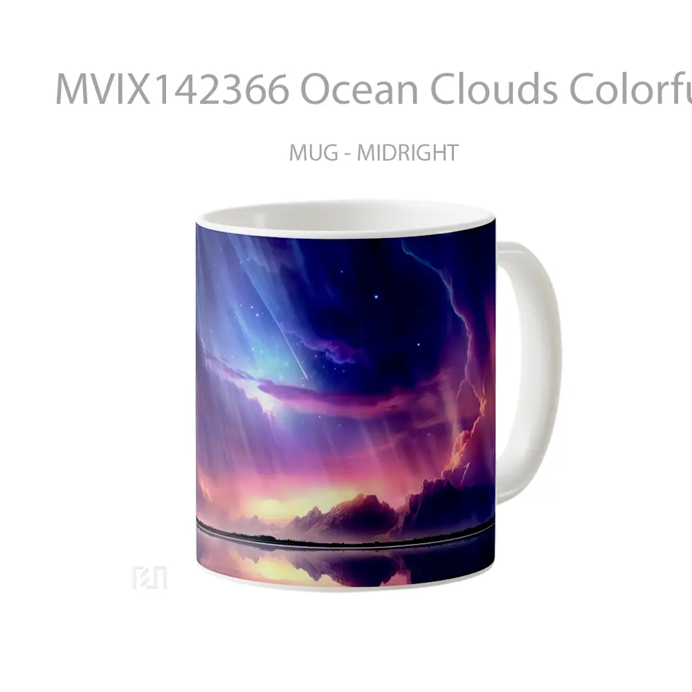 Mug Ocean Clouds Colorful Sky Scenery Digital Art Gelas Pemandangan Alam - All-side / Desain
