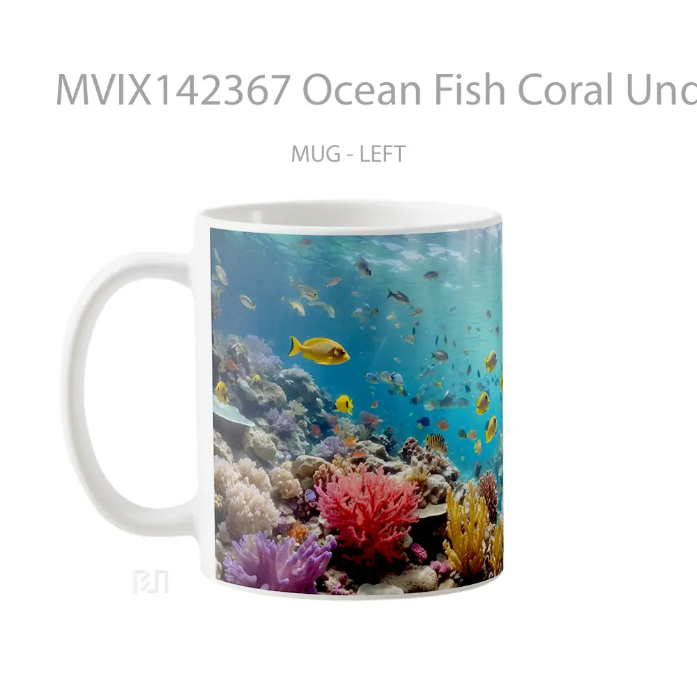 Mug Ocean Fish Coral Underwater Scenery Gelas Pemandangan Alam - All-side / Desain