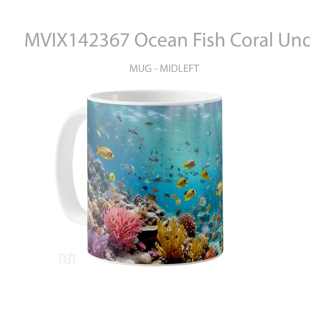 Mug Ocean Fish Coral Underwater Scenery Gelas Pemandangan Alam - All-side / Desain