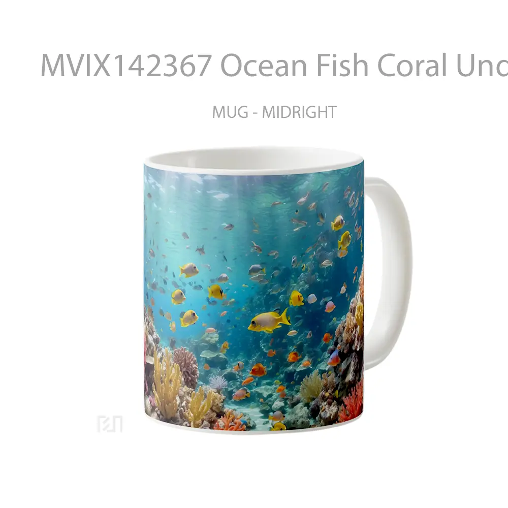 Mug Ocean Fish Coral Underwater Scenery Gelas Pemandangan Alam - All-side / Desain